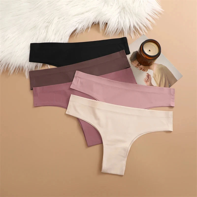 

Finetoo Seamless Maillard Panties Ultra-thin Brazilian panties Women Ice Silk Underwear Sexy Panty Low Waist G-string