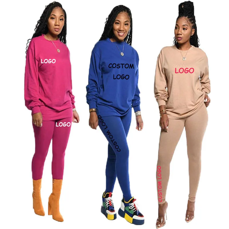 

Free Shipping Women X-large Tracksuit Set Autumn Pure color tops And pencil pants Sportswear Outfits, Multi color optional