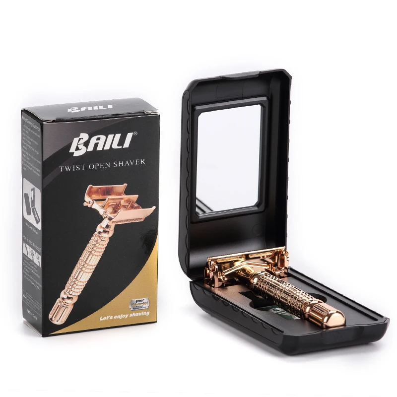 

Baili Hot Sell Safety Razor Butterfly Double Edge Blade Man Shaving Razors, Rose gold/silver/gunmetal