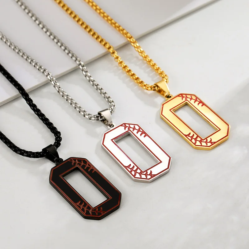 

Fashion Dropshipping Stainless Steel Silver and Gold 0-9 Numbers Baseball Sport Men Necklace Sport Number Necklaces
