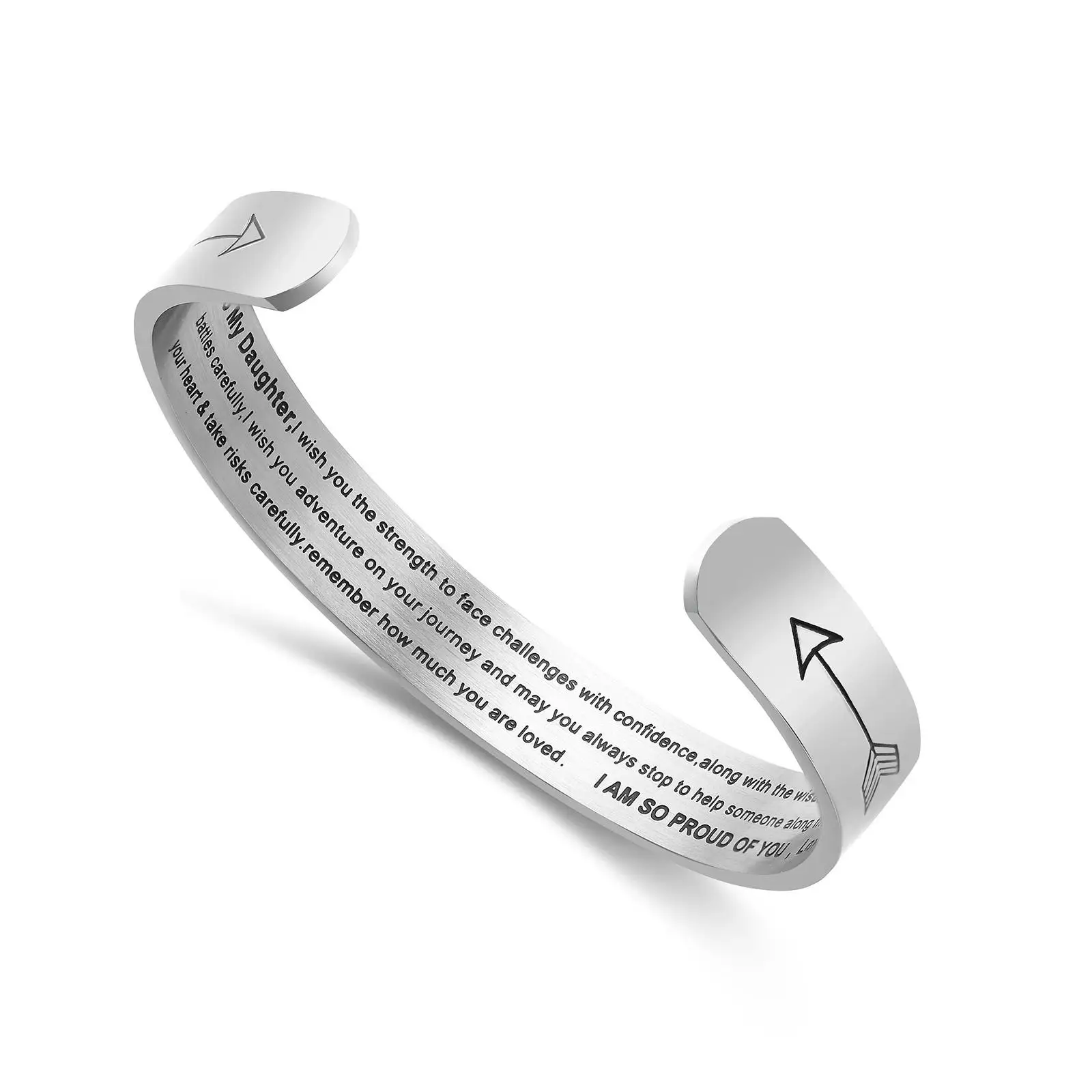 Stainless Steel Engraved Bangle Cuff Bracelet Gift for Girls Welsky Straighten Your Crown Inspirational Bracelet