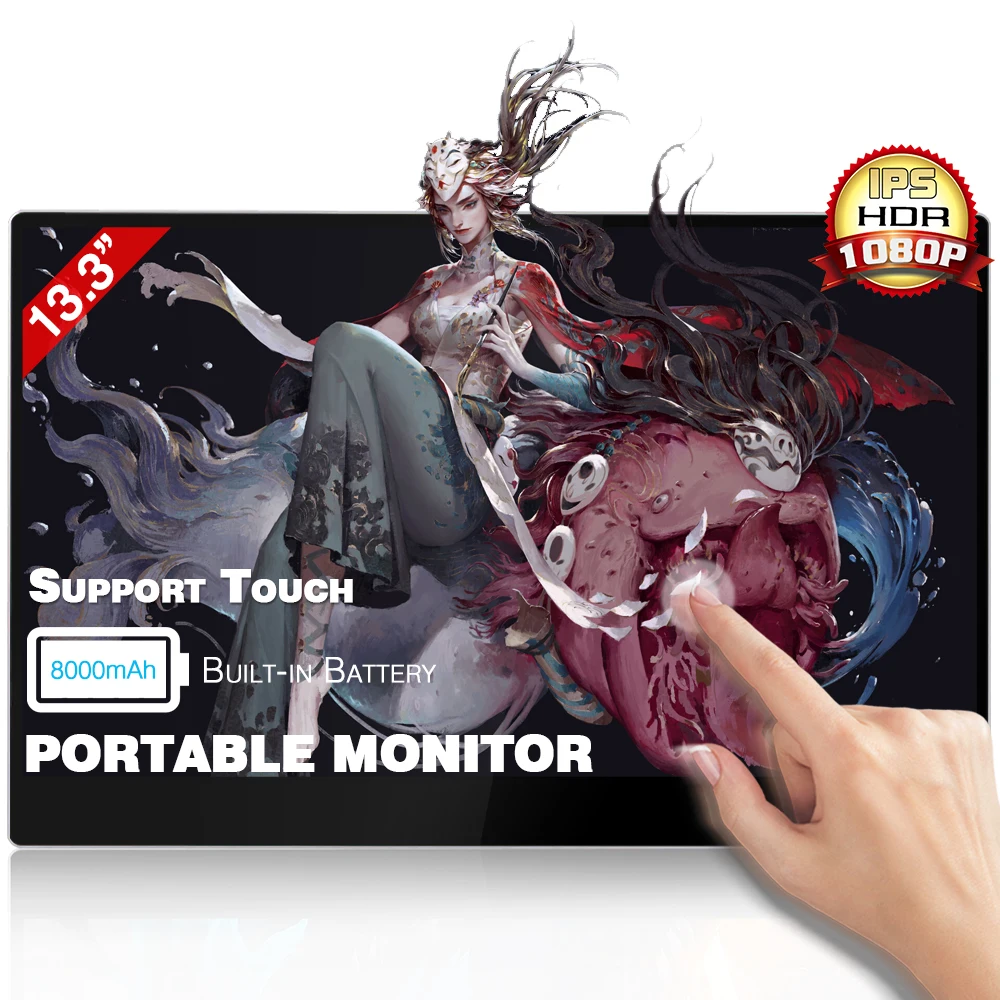 

Sibolan  HDMI touch screen build in battery portable gaming monitor extender with USB 3.0 interface dual screen monitor