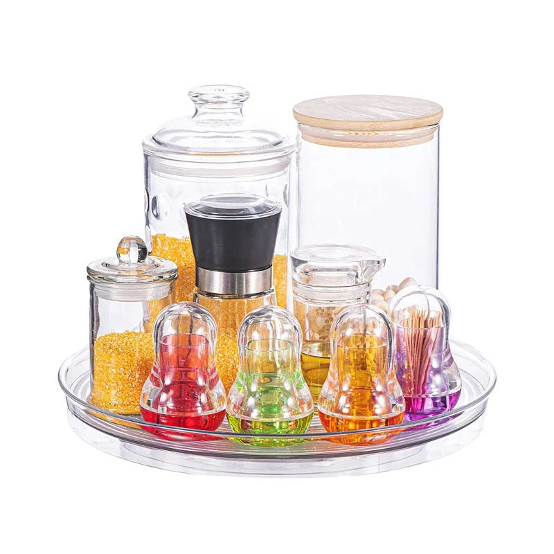 

LS0001 New Popular Acrylic Bathroom Organizer Lazy Susan Rotating Acrylic Spice Organizer Rotating Turntable Container, Clear