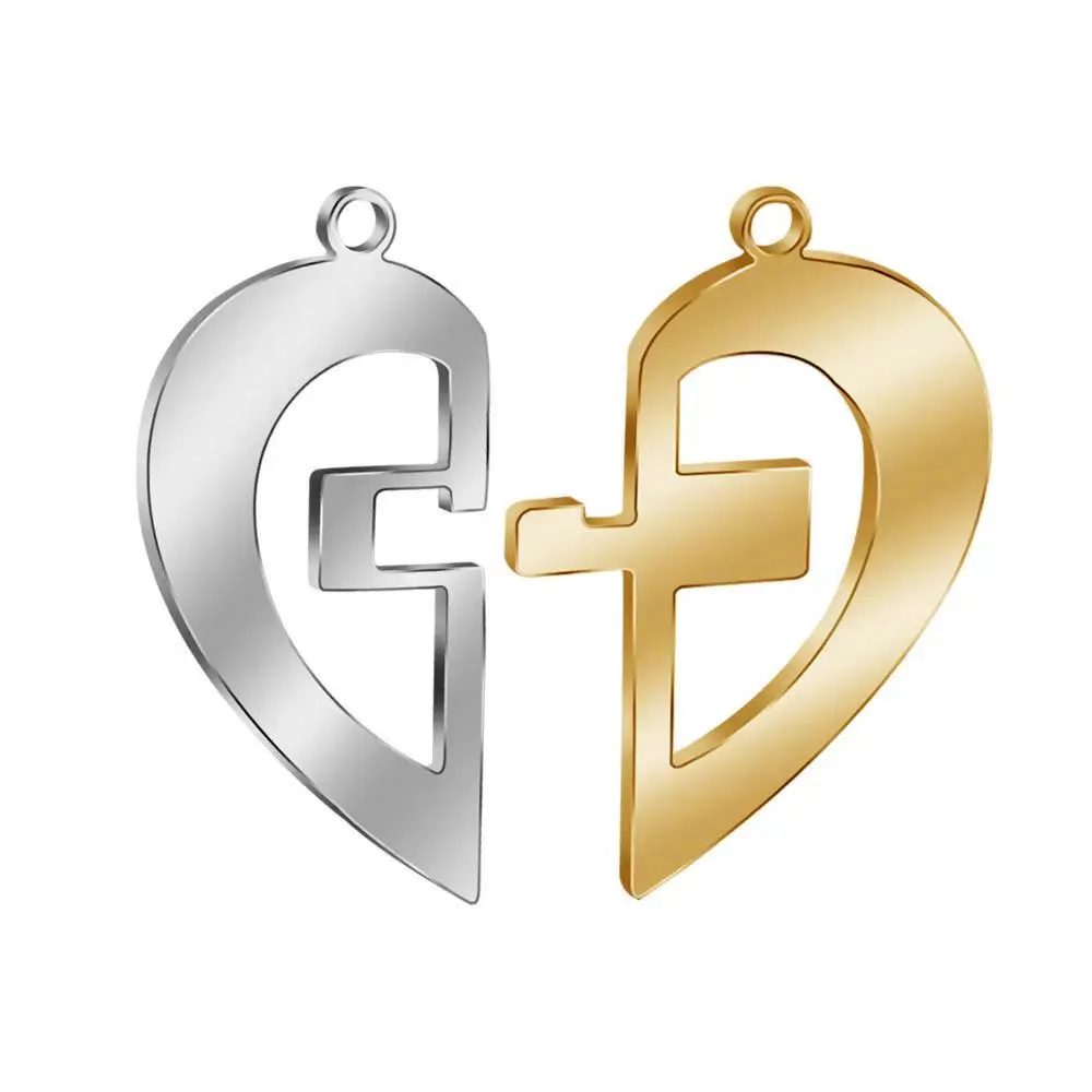 

DIY stainless steel heart combination pendant steel + rose double color combination cross heart ornaments key chain pendant, Silver+ rose gold