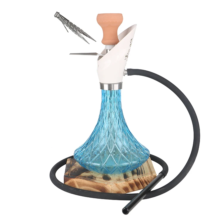 

Wholesale glass shisha hookah with ceramic head, Blue