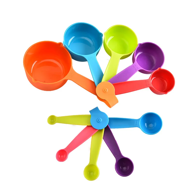 

10-PACK Kitchen measuring Tools Plastic Colorful Measuring Cups And Spoons Set