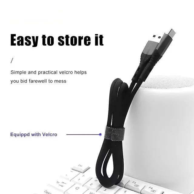 

Nylon braided USB Type C 3A fast charging USB-C mobile phone data cable Strong charging fast cable, Lack, white, blue, green, red, orange apple head 6 pellets
