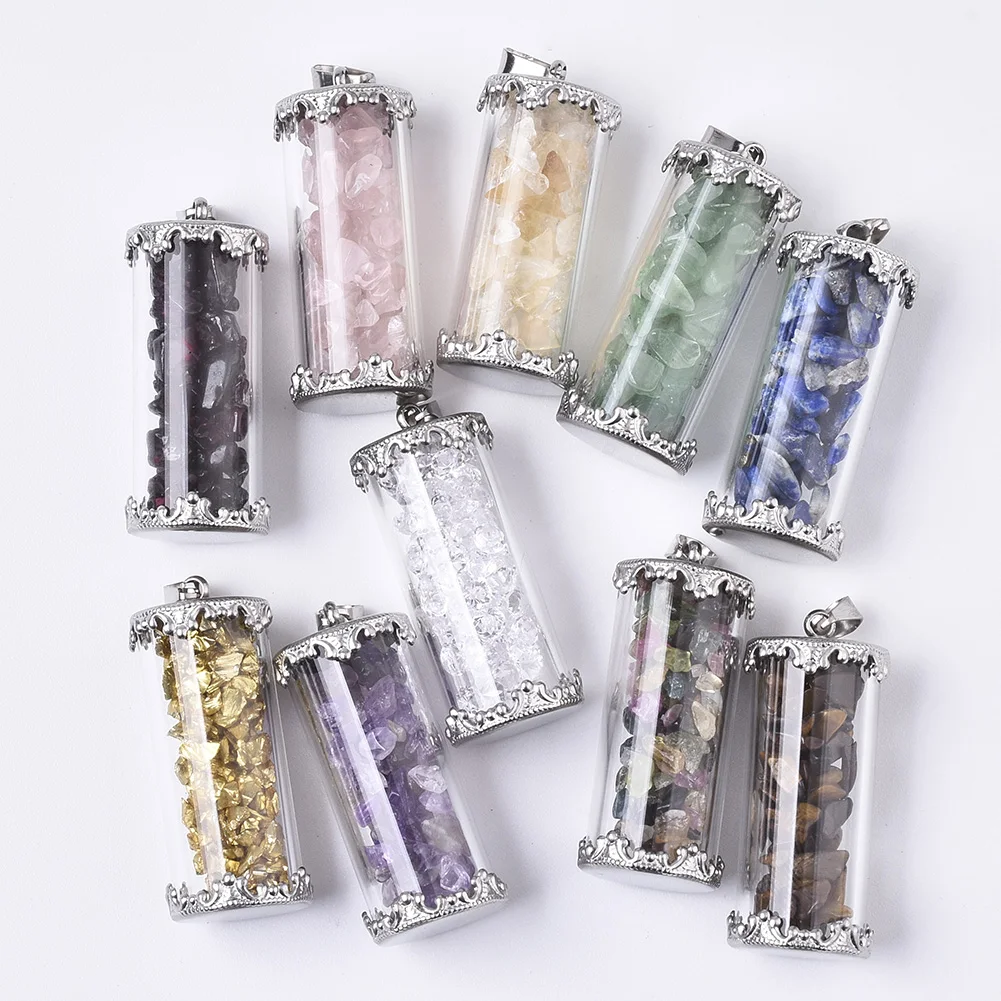 

PandaHall Column Transparent Globe Glass Gas Pocket Cover Pendants, Mixed color