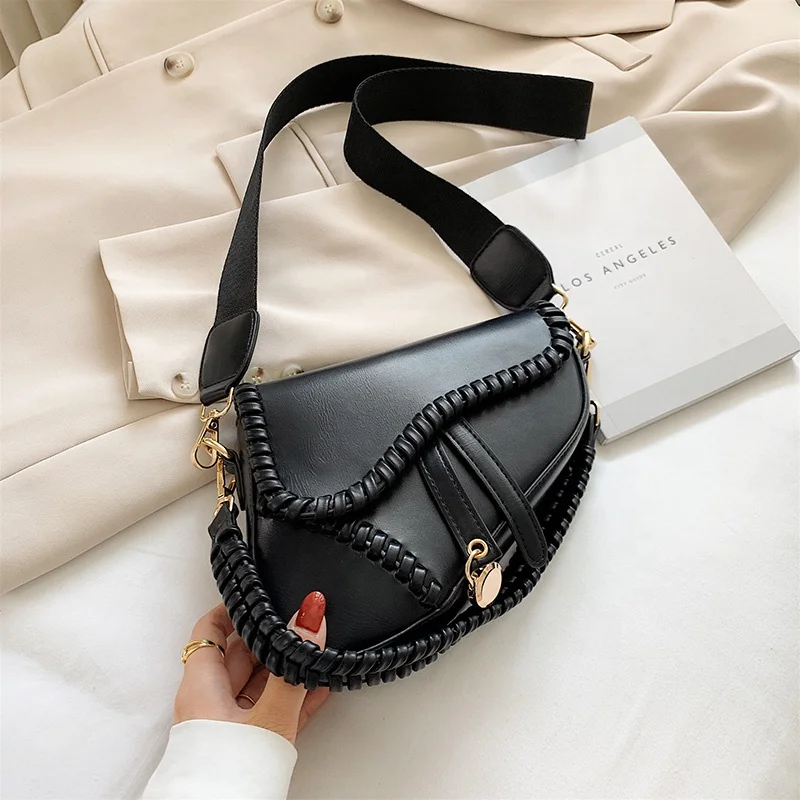 

Women leather saddle bag designer handbags famous brands saddle shape ladies messenger bags female fashion hand bags