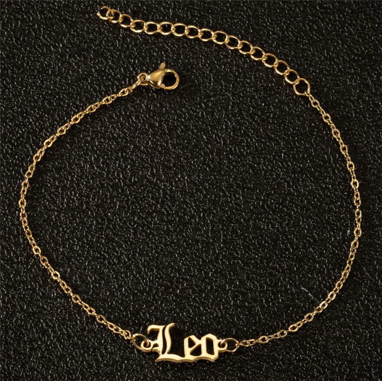 

Fashion Personalized Horoscope Jewelry Stainless Steel Zodiac Anklet Kids Year Ankle Bracelet, Gold