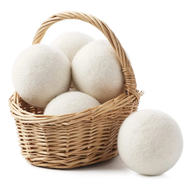 

6 pack large reusable washing balls wool felt laundry ball wool dryer balls for laundry, Mainly white / custom