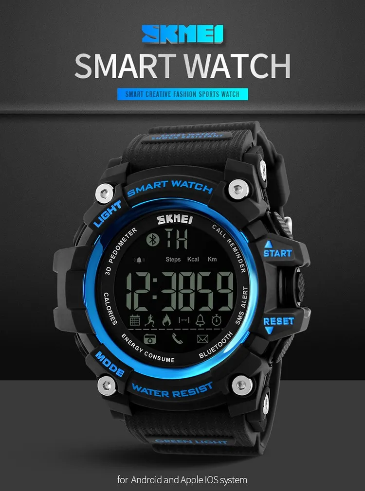 Men Sport Pedometer Watch Women Fashion Outdoor Digital Watches Calorie Tracker Bluetooth ios Android Skmei Fitness Smart Watch