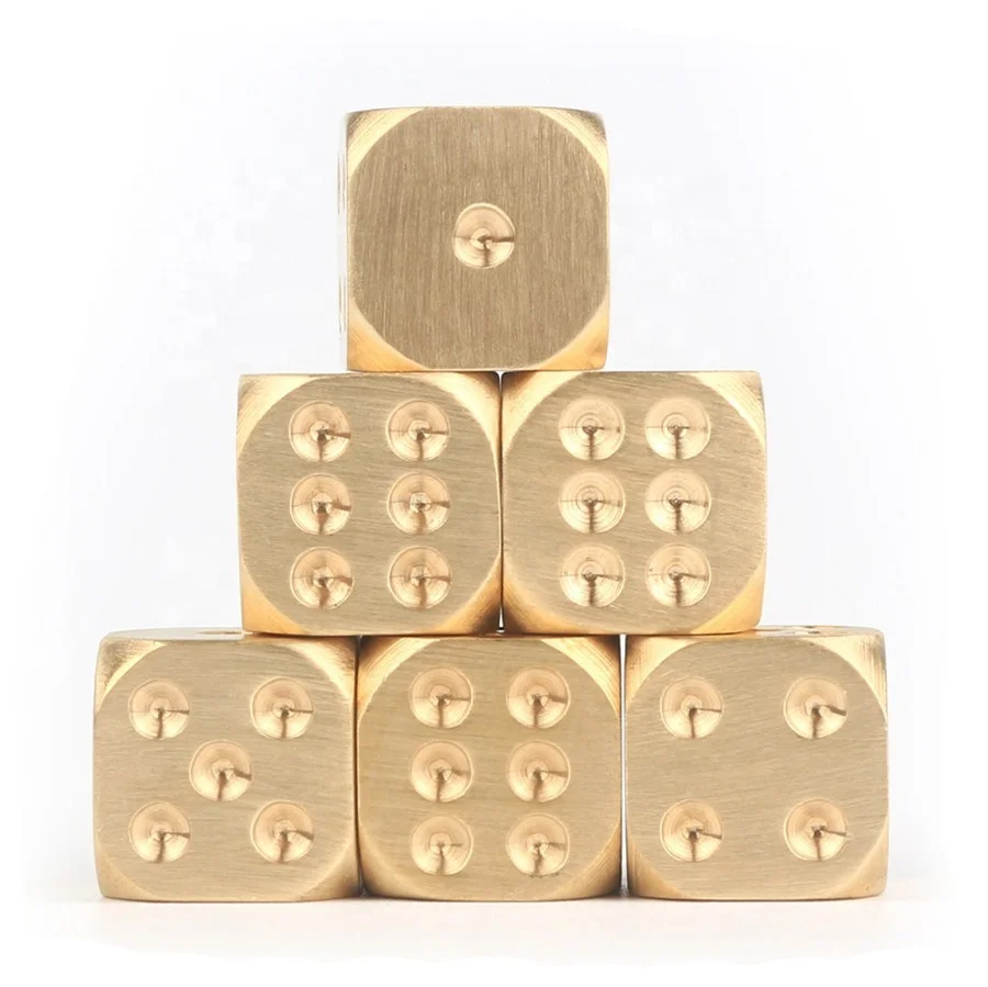 

Gold Color Copper Solid Dice Tiny Table Game Accessories Poker Puzzle Casino Gambling Bulk Dice Wholesale Metal Dice