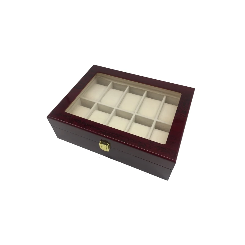 

Wholesale custom luxury high glossy cherry 10 slots wood watch packaging box