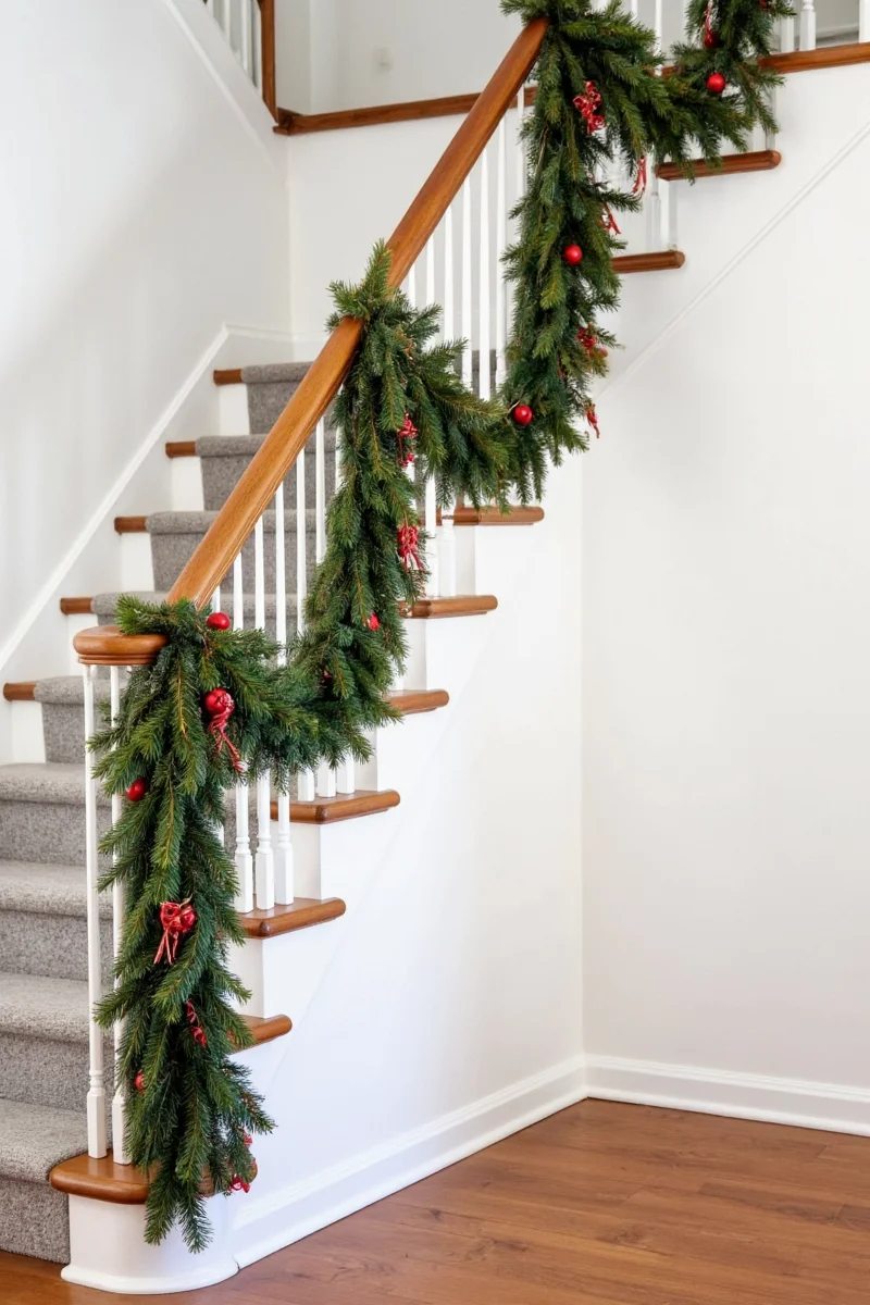 Ornament garland on staircase