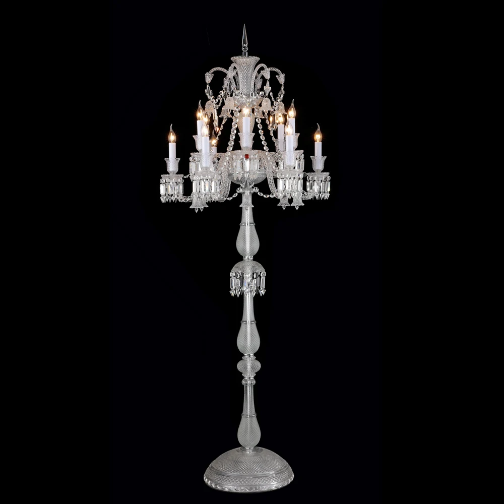 12 Light Baccarat Chandelier Floor Lamp with Clear Crystal