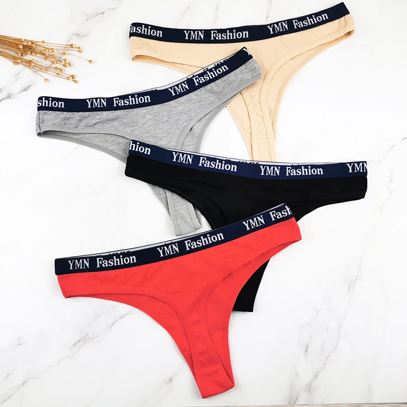 

New 2020 Sexy Women Low Waist G stringThongs Female Cotton Ladies Soft Letter Panties