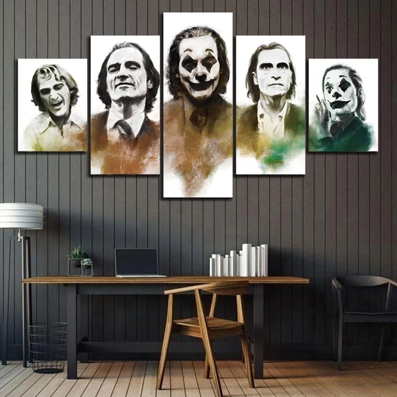 

Abstract Art Oil Painting Joker 2020 Movie Poster Artwork Canvas Painting Wall Art Home Decor 5 Pieces Christmas Gift, Multiple colours