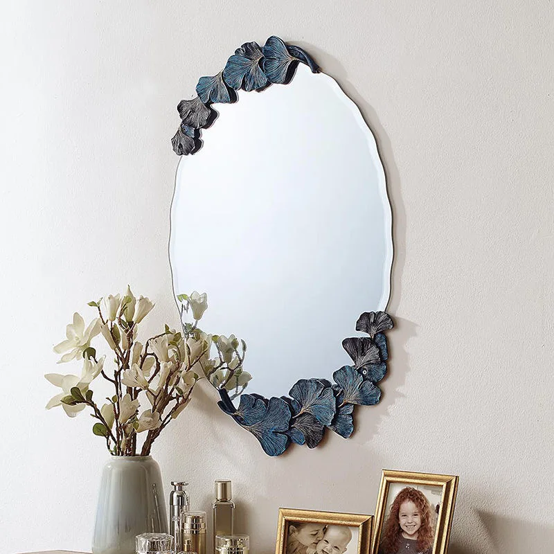 86X50CM  European Luxury Oval Bedroom Bathroom Makeup Wall Decoration Nordic Retro INS Wall Decoration Mirror Dropshipping