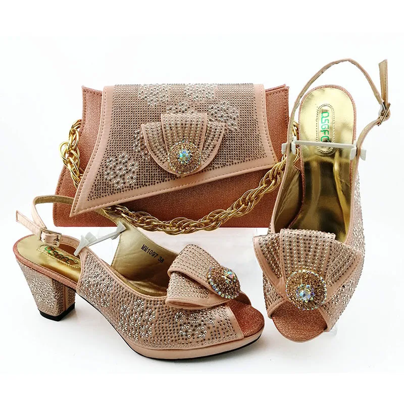 

High Quality Lady High Heel Party shoes set Beautiful Italian shoes and bag set African Design shoes to match bag set