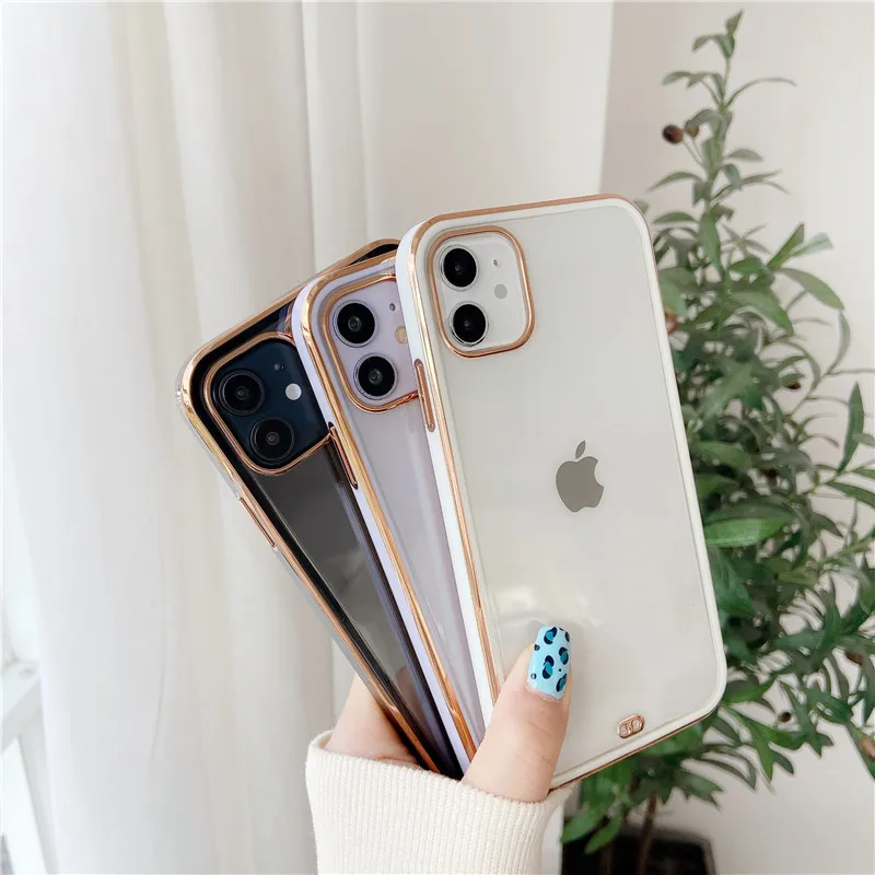 

2021 new for iphone 13 12 case cute 12mini 12 Pro Max mini 11 Pro Max XS XR X 7 8 SE Plus transparent straight edge cover