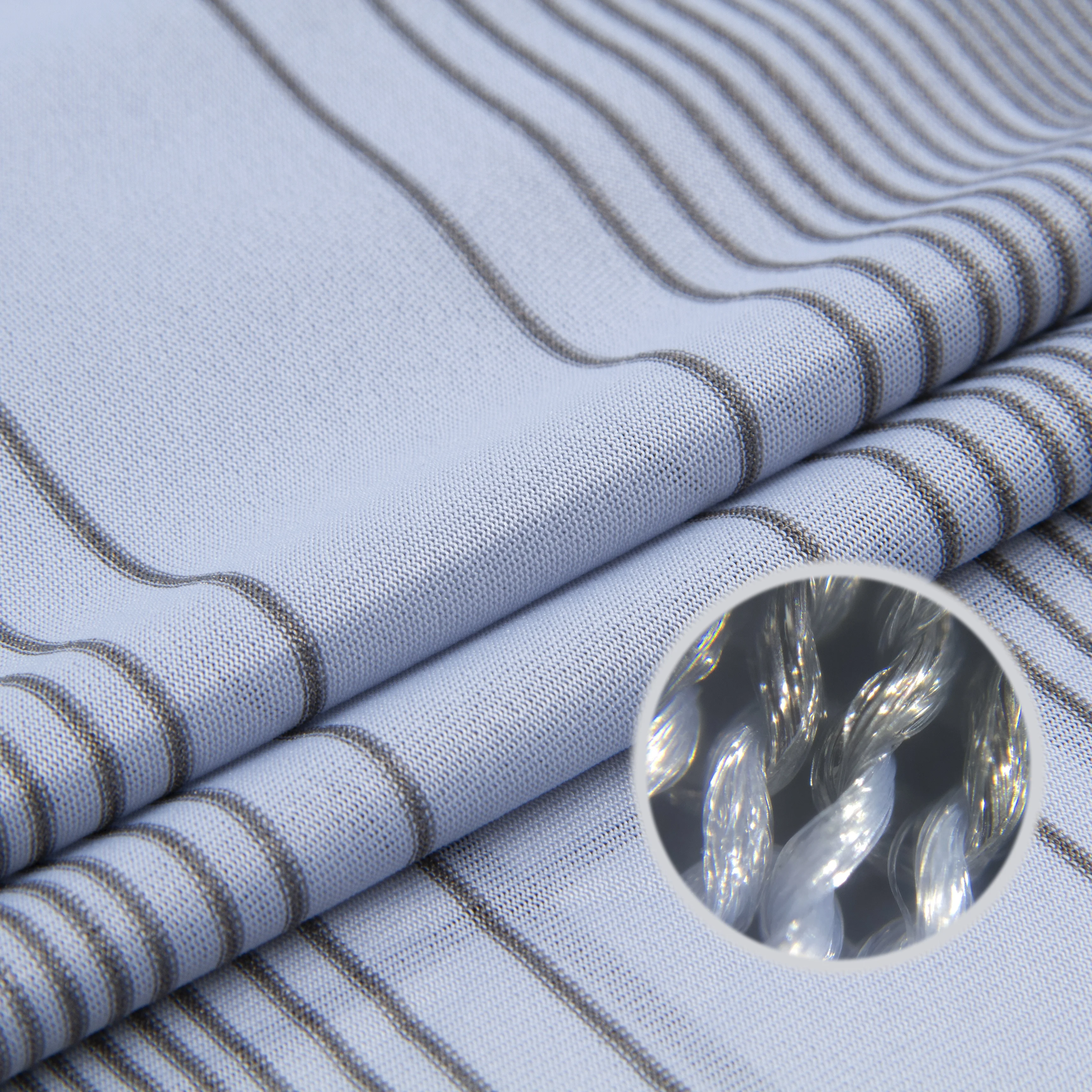 

50% Silverfiber 50% Polyester Gradient Color Stripe Knitted Fabric