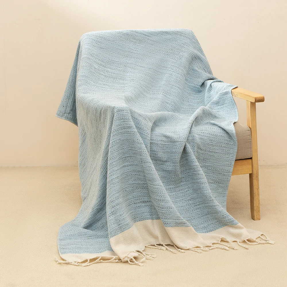 100% Organic Cotton Gauze Throw Blanket 125x180cm Modern Style Solid Pattern Four Seasons Use Home Decor