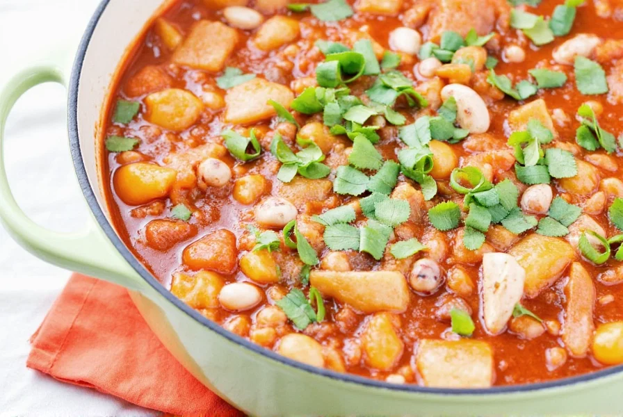 A pot of stew simmering on the stove