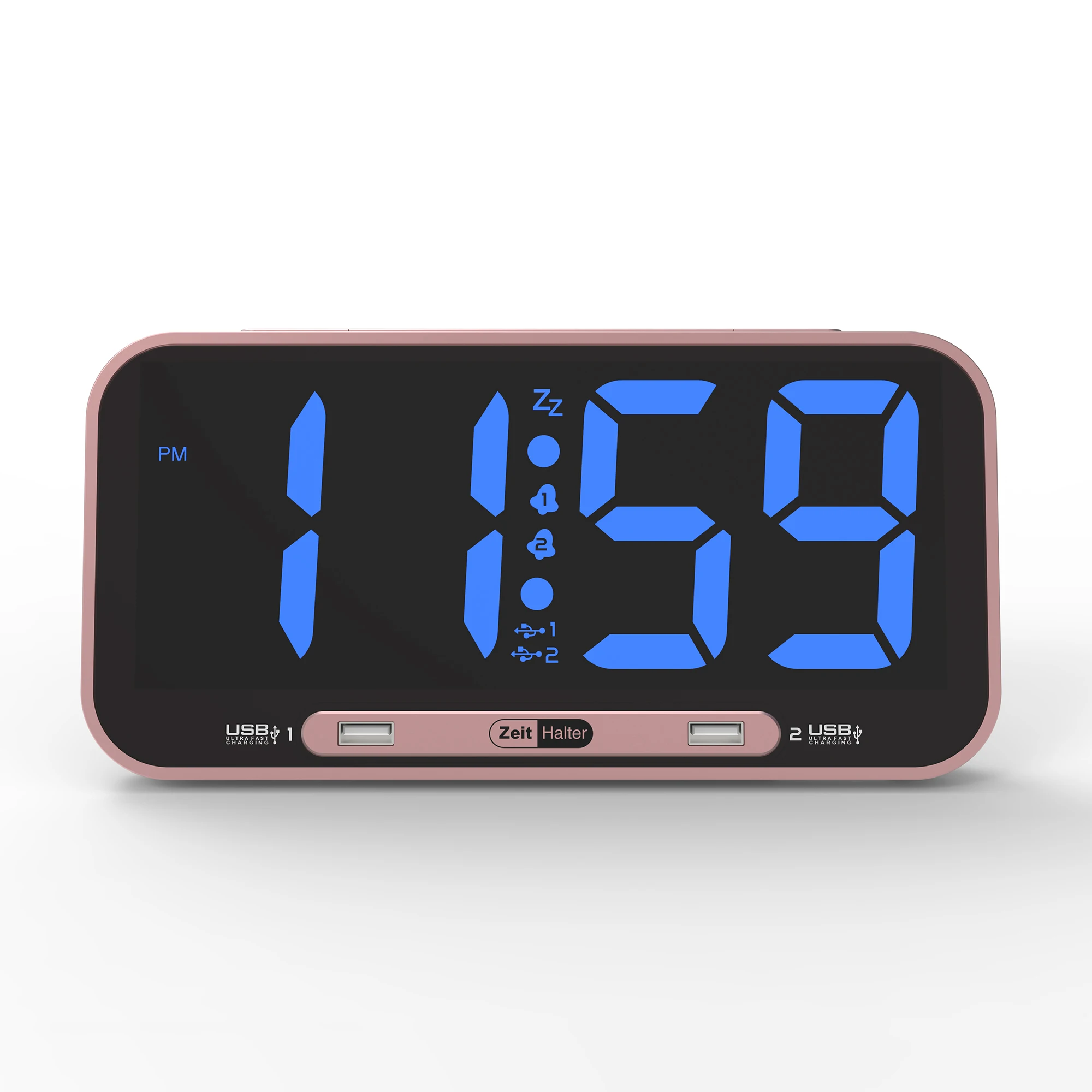 

factory 2021 new design 2USB 2Alarms battery operated led digital grand father clocks, Black