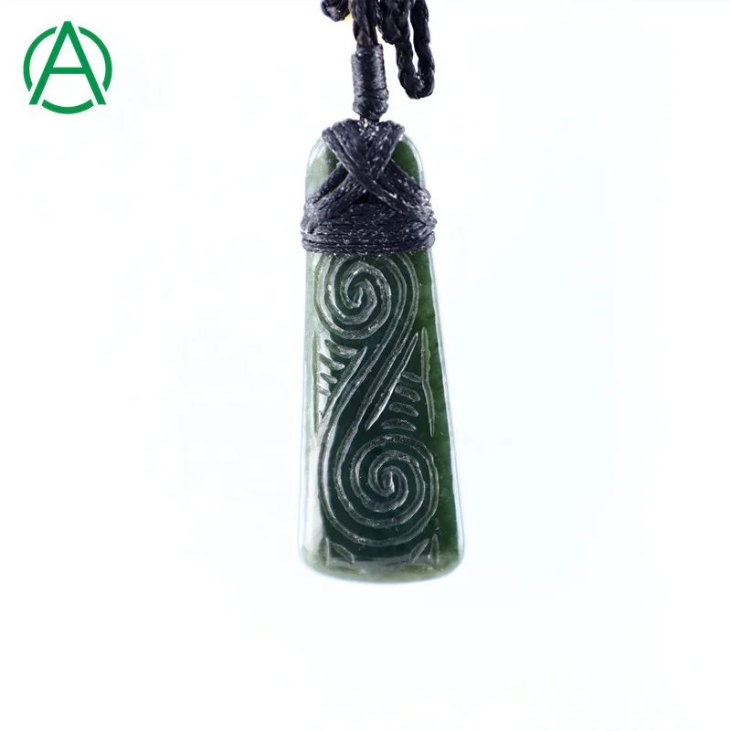 

ArthurGem Nh055 Canadian Nephrite Jade Fish Hook Carving Necklace Pendant