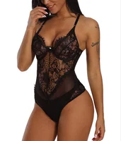 

2020 New Wholesale Women Bodysuit Transparent Sheer Mesh Lace Cupped Sexy Lingerie