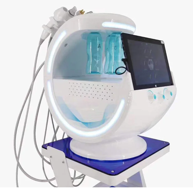 

2020 Hot Sell Ice Blue Acne Removal Vacuum Blackhead Remover Water Dermabrasion Aqua Peel Facial Machine 2021, White