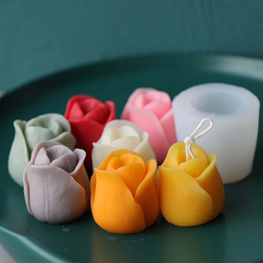 

3D Tulip Flower DIY Silicone Candle Mold Soap Chocolate Cake Aromatherapy Plaster Mould, As the picture