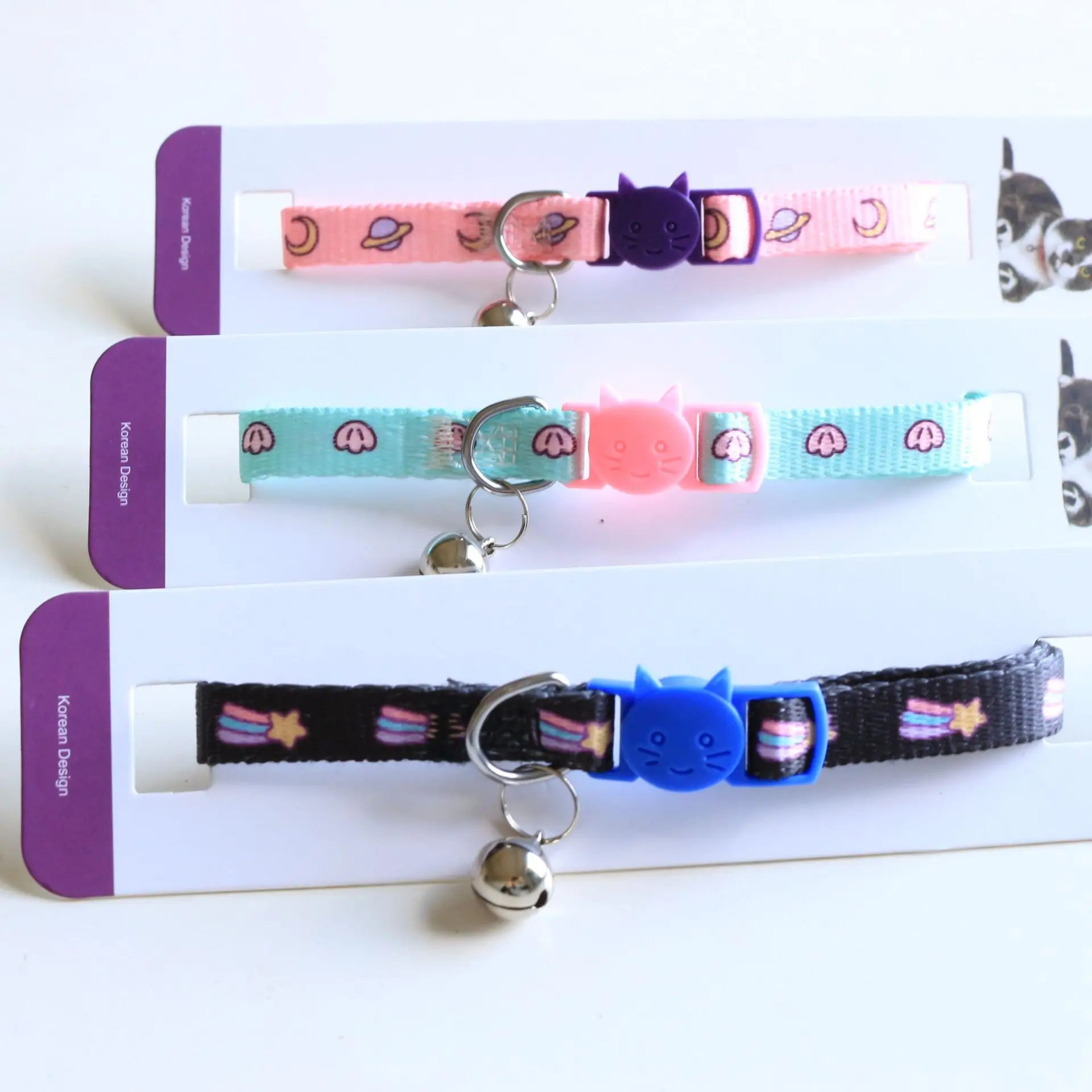 

Wholesale Cat Collar Printed Nylon Puppy Nylon Dog Collar Cat Collars With Bell