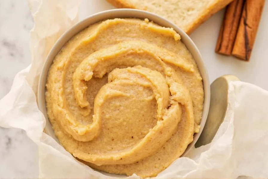 Close-up of golden cinnamon honey butter spread on warm sourdough toast with honey drizzle