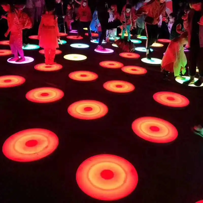 
led RGB round interactive floor sensor brick for hall decoration 