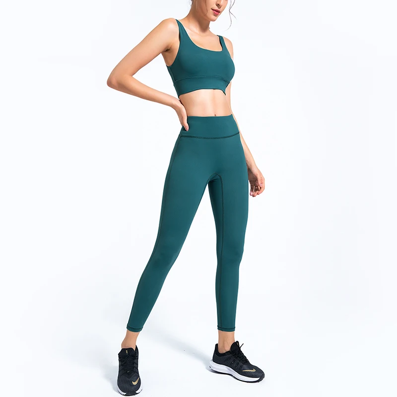 

Shein Low price Shein tight breathable ankle-length pants and bra women yoga sports sleeveless suit clothes in stock goods Organic Yoga Clothing