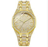 

Mens Watches Top Brand Luxury Iced Out Watch Gold Diamond Watch for Men Square Quartz Waterproof Wristwatch