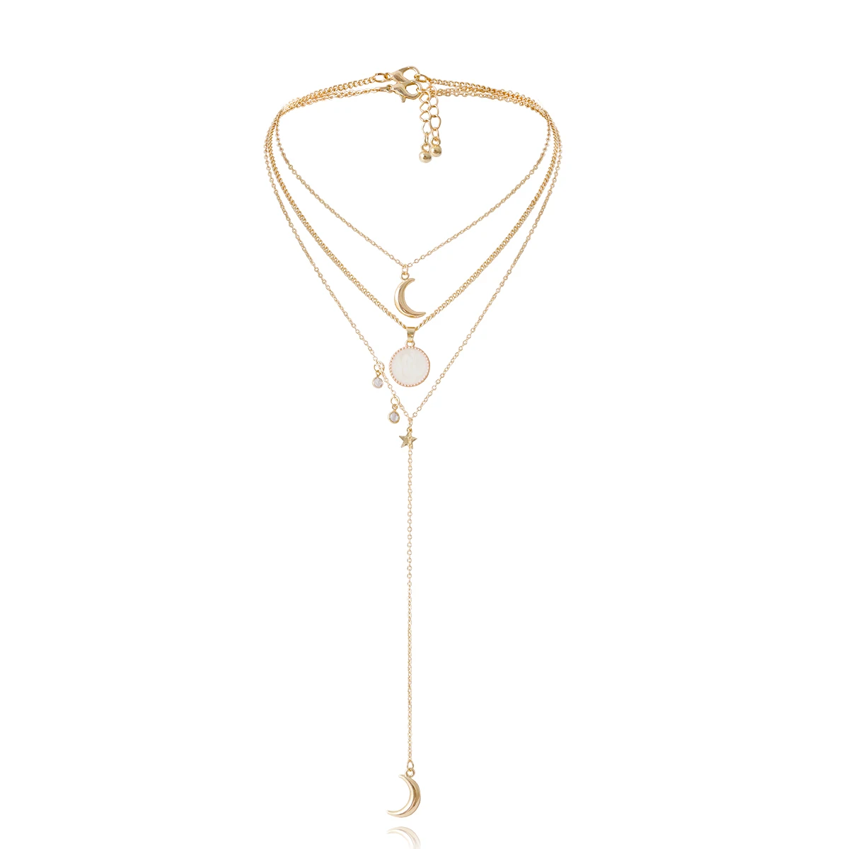 

Personality tassel multi-layer diamond necklace for women's creative Sun Moon Star geometric Pendant Necklace