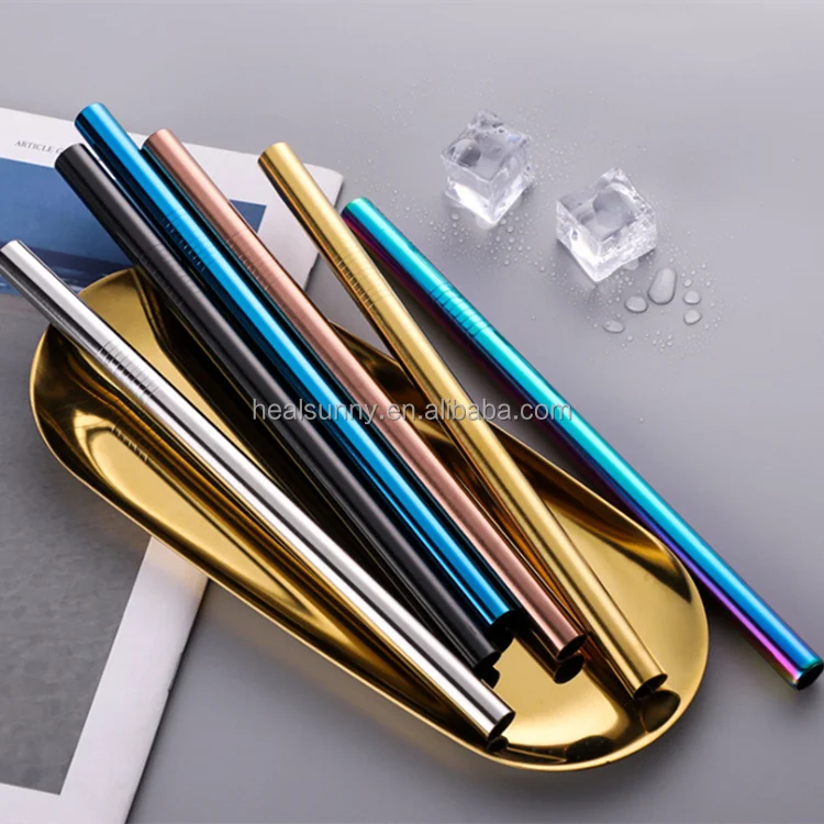 

Reusable Stainless Steel Straws 12mm Straight & Bent Metal Straws, Muticolor