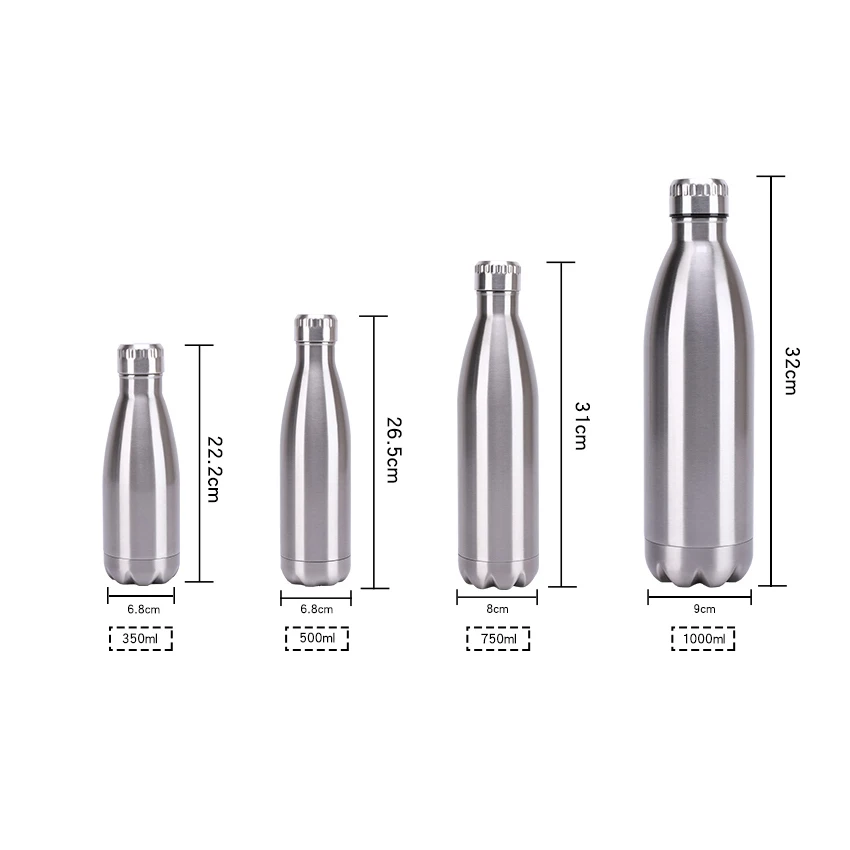 

350ml double wall vacuum flask stainless steel water bottle cola shape fitness water bottle, Silver