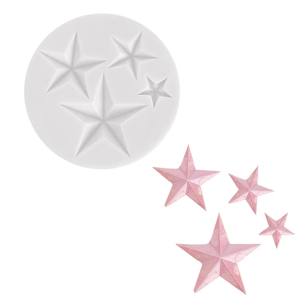 

Five-pointed star fondant cake silicone mold DIY candy cookie cupcake molds baking decorating tools, White