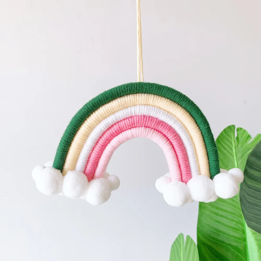 

Artilady Handmade Cotton colorful Wall Hanging Woven Home Rainbow Wall Hanging Cloud colorful Macrame colorful Decor, Beige