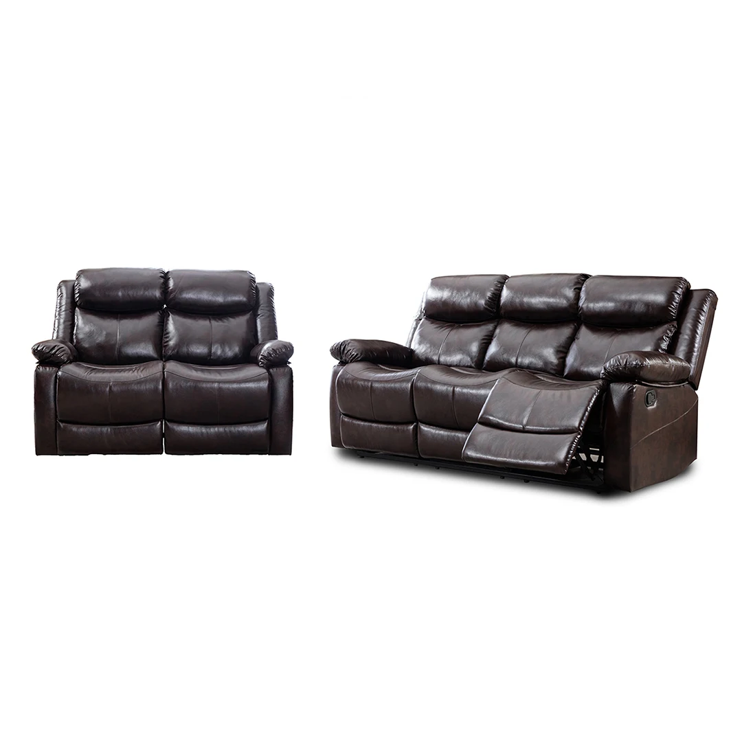 

Brown PU Synthetic Leather Sofas For Living Room Set Reclinables Loveseat Recliner Chair