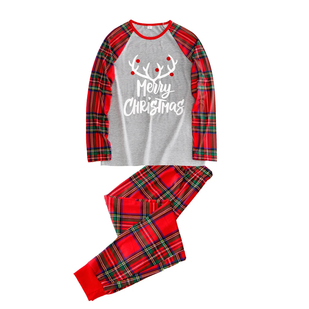 

brand European Anti Bacterial Red black Plaid customised pajamas Quick dry Sporty cartoon pajama sets christmas pajama sets, As picture