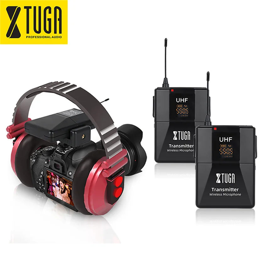 

xtuga UHF stabcl wireless lavalier lapel microphone for outdoor interviews, mobile phones and cameras, etc., Black