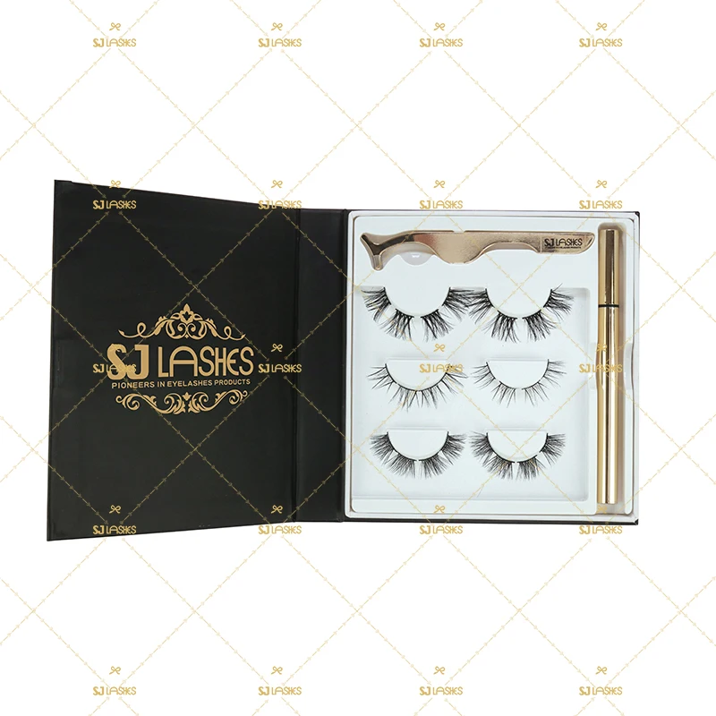 

Hotselling Pre-Cut DlY Segment Lashes Kit Tweezers Applicators Glue Custom Eyelash Packaging Box 3D Mink Eyelashes Extensions, Natural black mink eyelashes