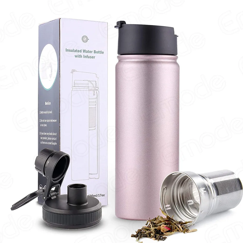 

RCS Recycled 18 oz Stainless Steel Insulated Tea Infuser Bottle for Loose Tea With Removable Tea Infuser Strainer