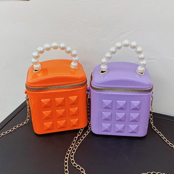 

2021 Handbag Jelly Purse Lady Handbags Pvc Mini Pearl Bucket Bags Jelly Bag Single Shoulder Handbag For Women