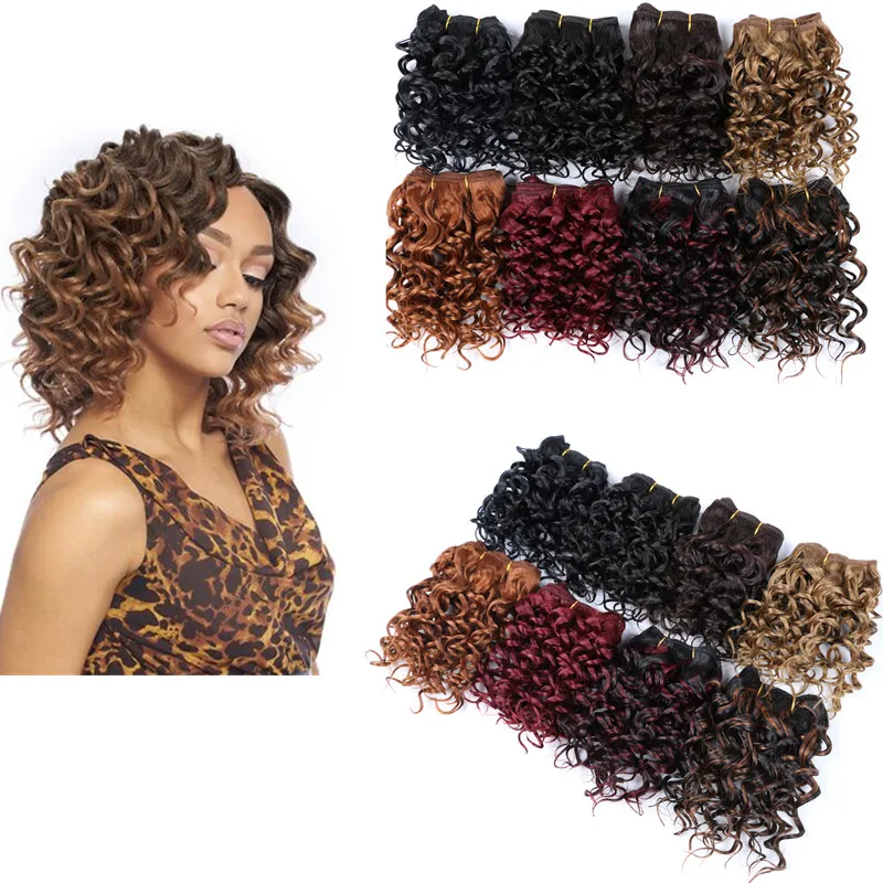 

Wholesale 6" Short Hair Weft Bundles Synthetic Jerry Curl Crochet Braids Hair Extensions Kinky Curly Hair Weaving for Women